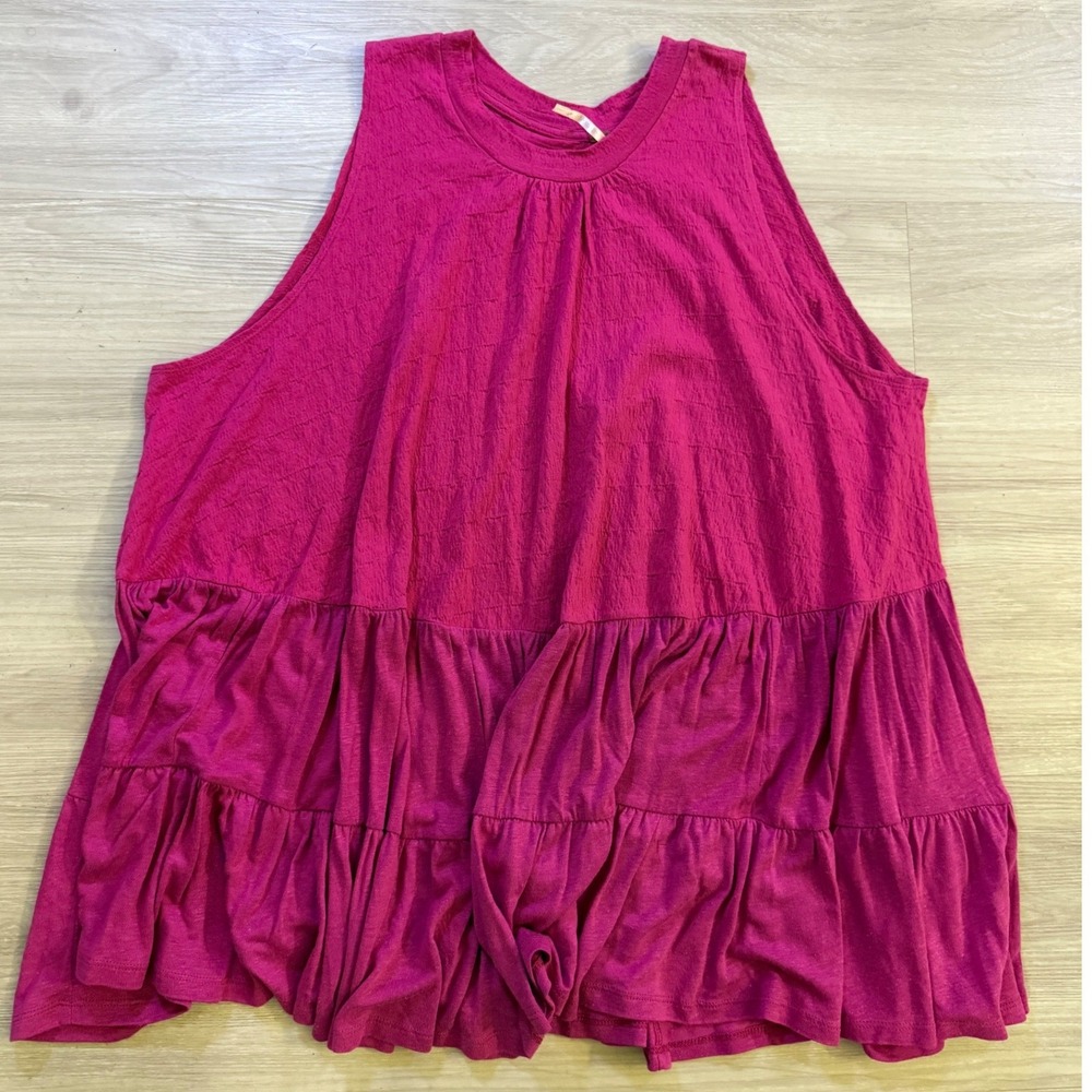 Free People Raspberry Tiered Sleeveless Tunic